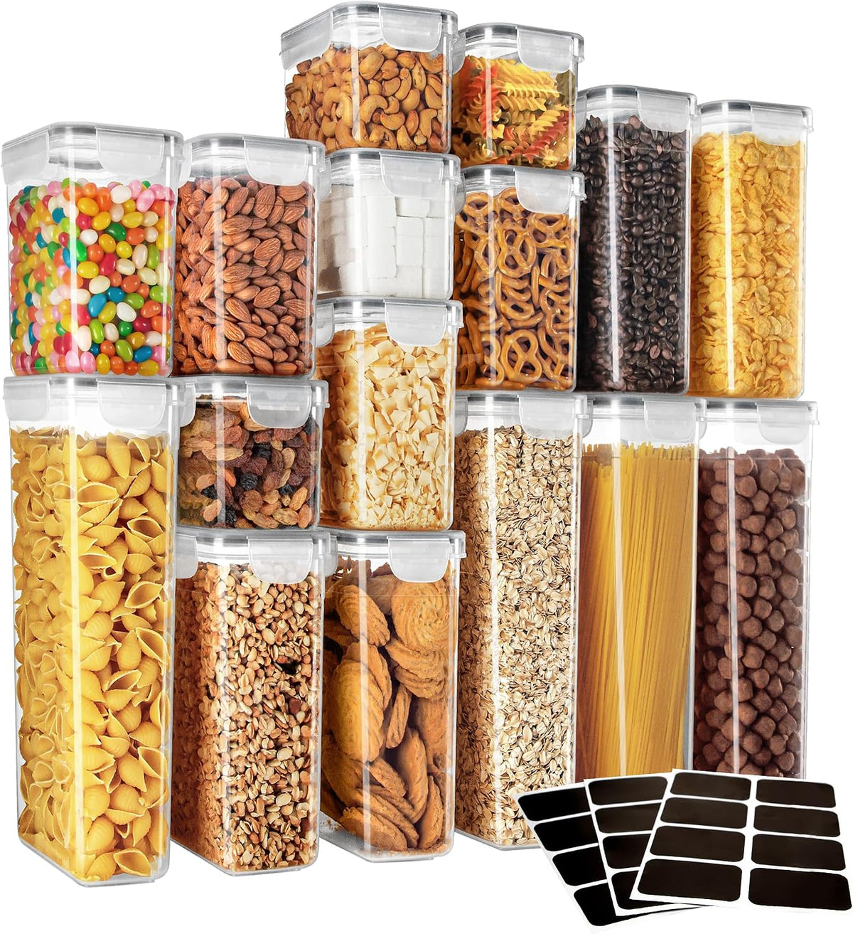 16 Pack Airtight Food Storage Container Set for Pantry Organization