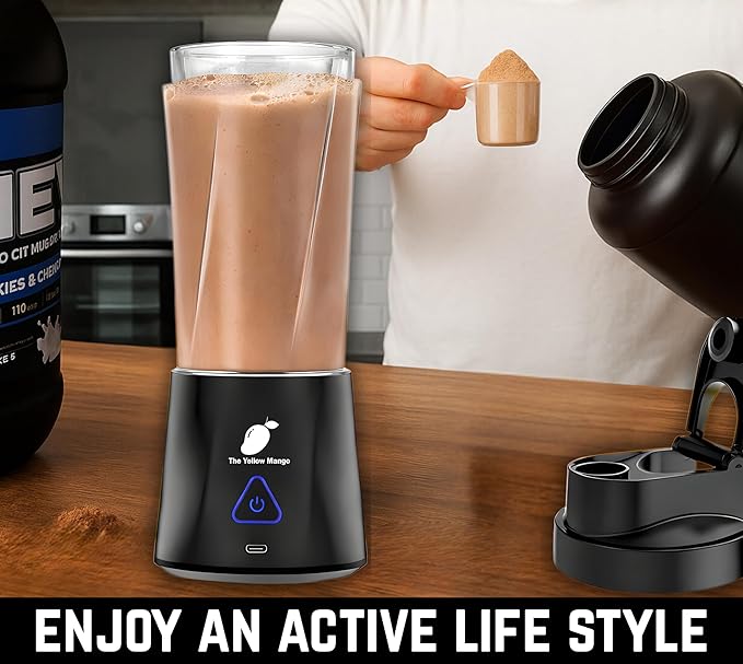TORPEDO Portable Blender (Black), Cordless, 24oz. Vessel, Personal Blender for Shakes & Smoothies, BPA Free, Leakproof Sip Lid & Self Cleaning - Travel with 6 Sharp Blade, USB - C Metal Cable Charger