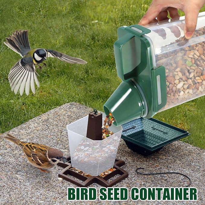 3 Lbs Dog Cat Food Storage Container with Collapsible Dog Bowl for Travel, Portable Pet Food Storage Container, Easy-Pouring Bird Seed Dispenser, Airtight Rice Cereal Oatmeal Flour Holder -Pine Green