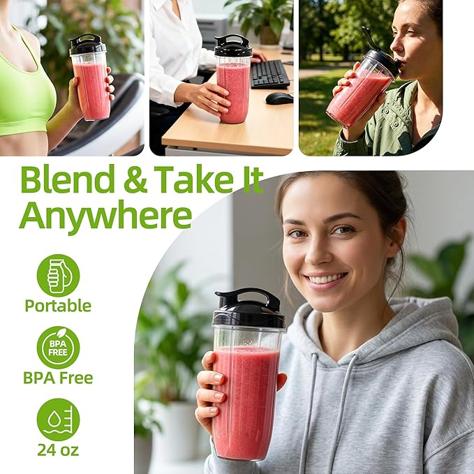Personal Bullet Blender, Power Countertop Kitchen Smoothie Blender for Shakes, Smoothies, Nuts, Ice, Baby Food, Fresh Fruits and Vegetables. Come with 3 BPA-Free Cups