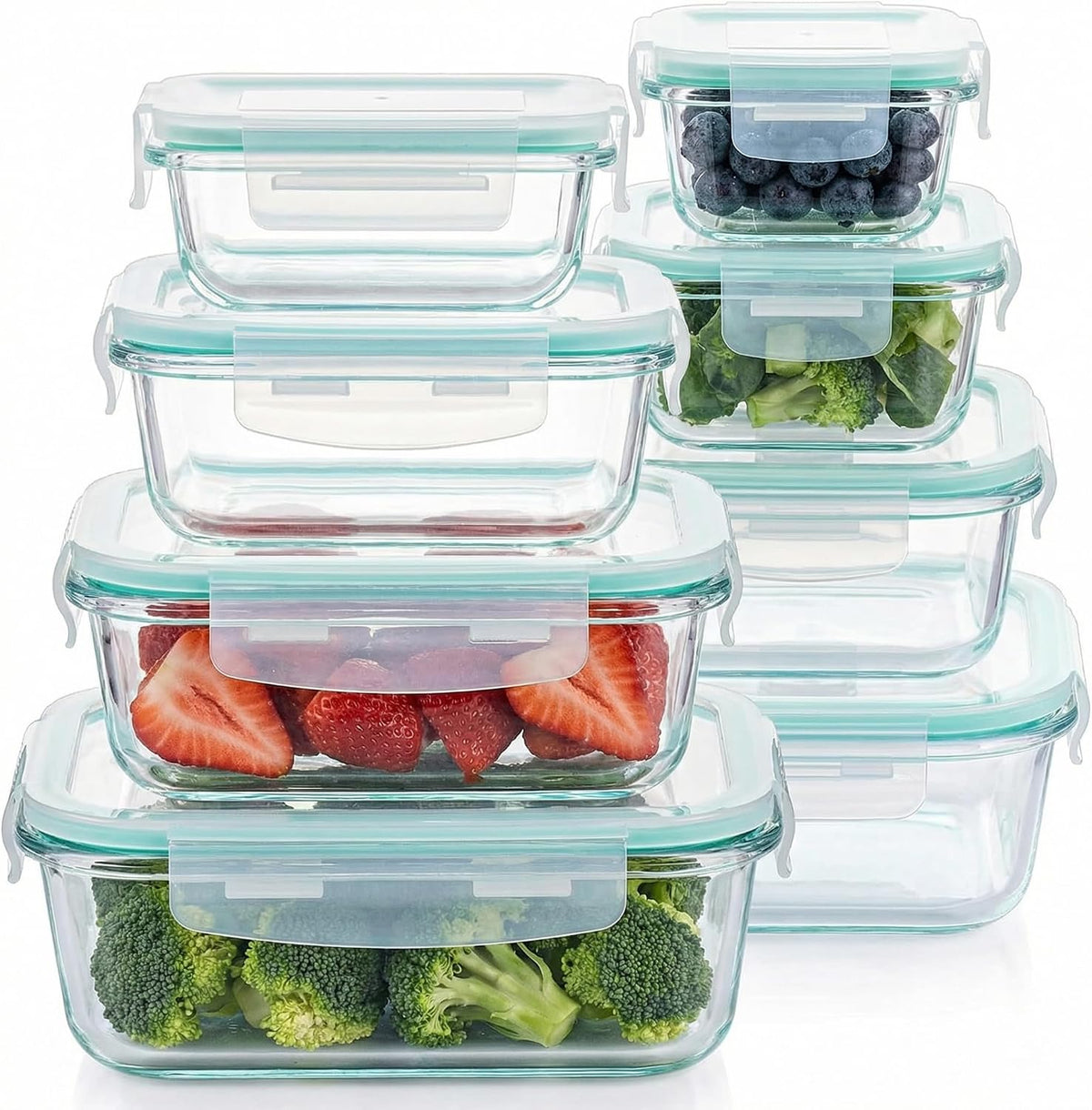 8 Pack Food Storage Containers with Lids,Glass Meal Prep Containers,Oven Safe