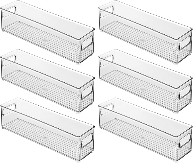 iDesign Stackable Fridge Bin with Handles - Ideal for Freezer or Pantry, Set of 6, Clear, Made in USA