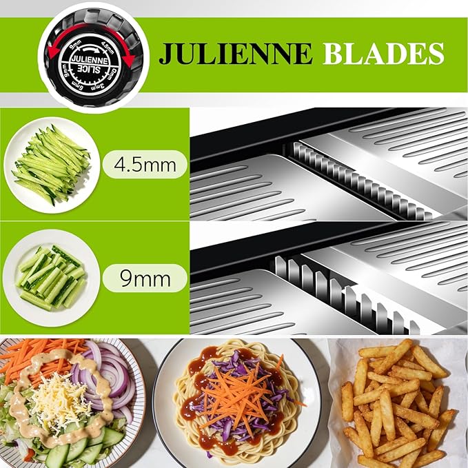 MASTERTOP Mandoline Slicer for Kitchen Adjustable Stainless Steel Food Slicer Vegetable Chopper Onion Waffle French Fry Cutter Potato Chip Julienne Slicer with Safety Gloves