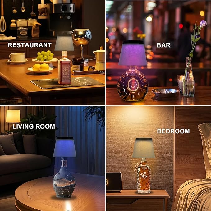 Wireless Bottle Lamp,Small Bedside Table Lamp,RGB LED Bottle Light with Remote Dimmable(RGB Blue Gray, 1pc)