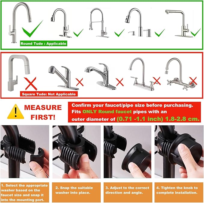 Sink Organizer Rack for Kitchen and Bathroom, 2025 New Stainless Steel Detachable Hanging Faucet Drain Rack with Drip Tray Faucet Sponge Holder for Bathroom (Black, Right)