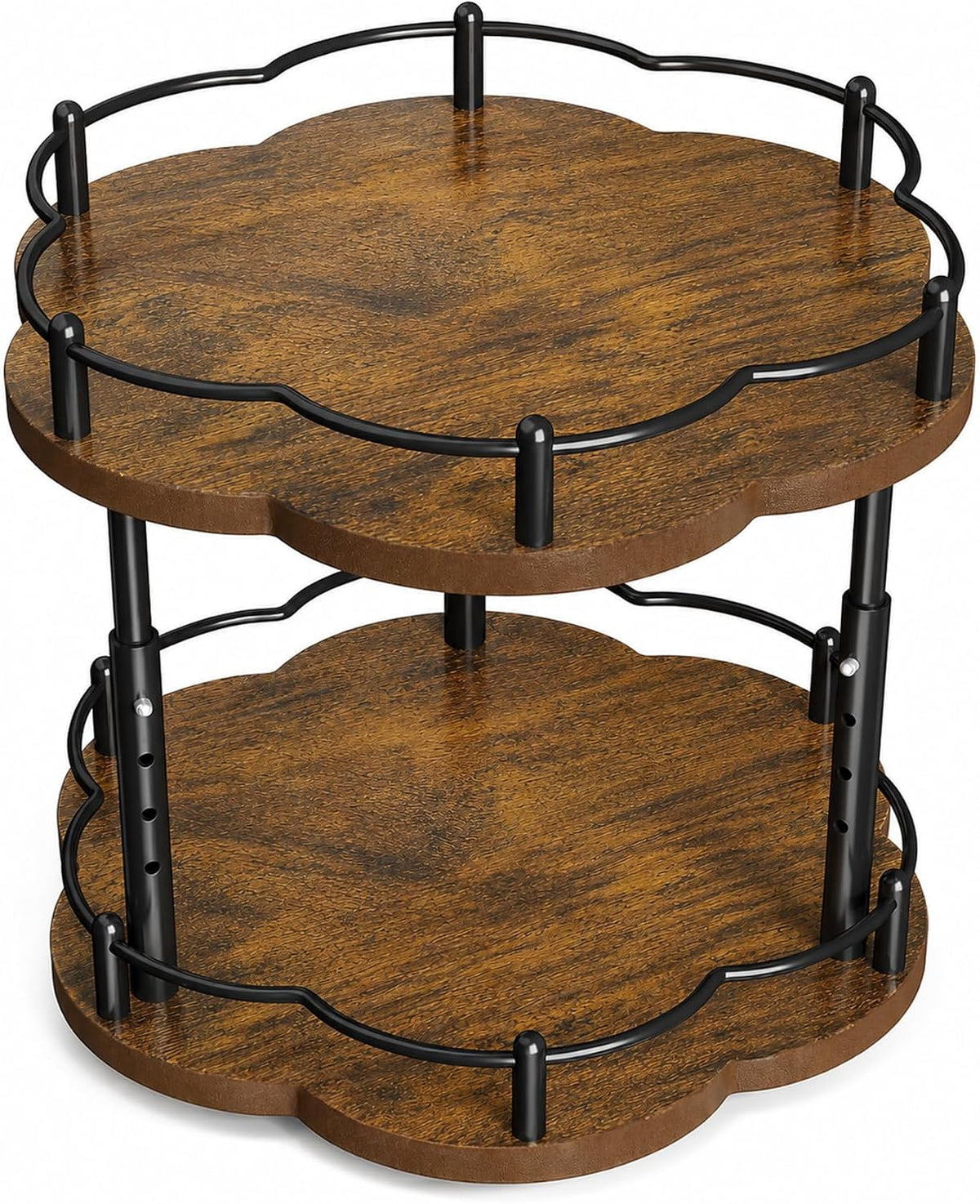2-Tier Lazy Susan Spice Rack Organizer for Cabinet, Wood, 10 in