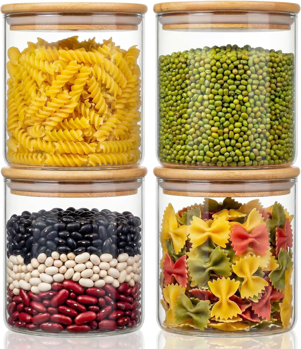 21 oz Glass Jars with Bamboo Lids, Airtight Food Storage Containers, 4 Pack