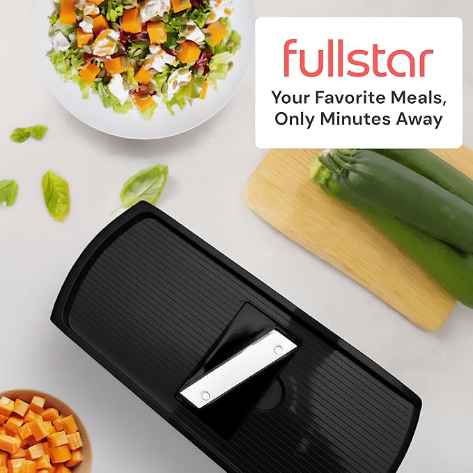 Fullstar Premium Vegetable Chopper and Mandoline Slicer - Food Chopper and Spiralizer with Container, Julienne Slicer, Fruit Slicer, Veggie Cutter, Kitchen Gadgets & Gift for Mom (14 in 1, Steel)