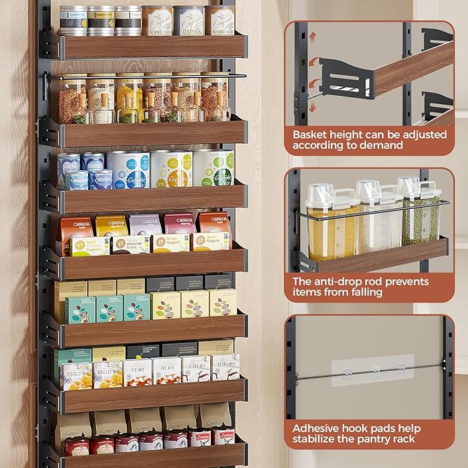 8-Tier Spice Rack Wall Mount, Black