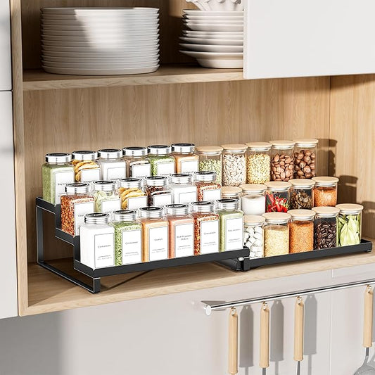 Spice Rack Organizer for Cabinet, Expandable 3, Tiered Spice Rack