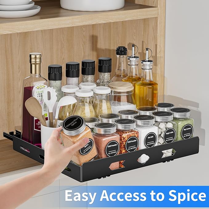Pull Out Spice Rack Organizer for Cabinet, 1 Tier Heavy Duty Spice Rack