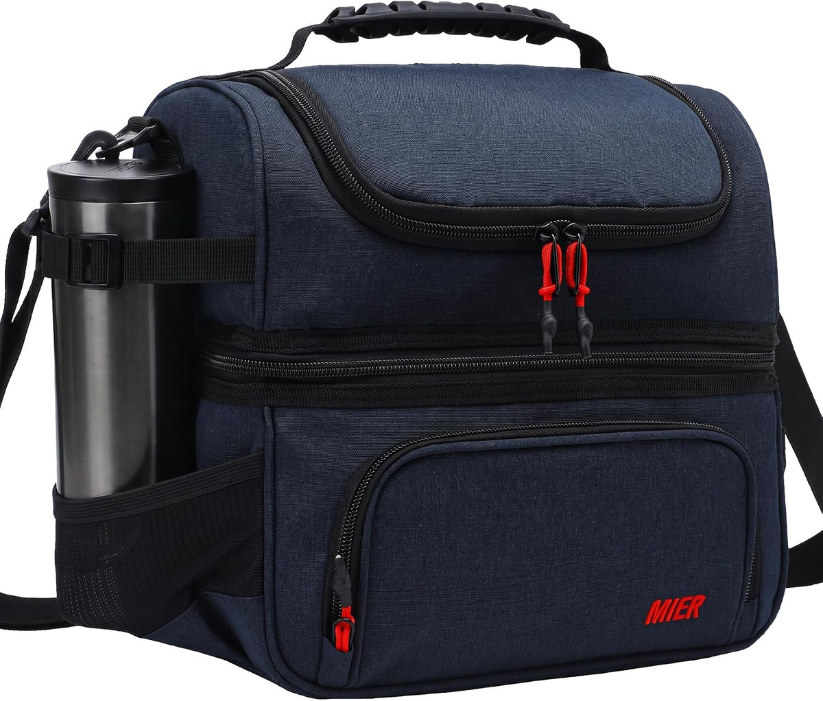 Lunch Box for Men Dual Compartment Adult Lunch Bag for Work, Dark Blue