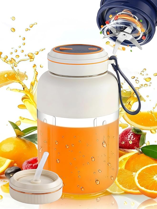 Wireless Juicer Cup, 2026 New 1300ml Portable Electric Juicer Cup, USB Rechargeable Electric Juicers Cups with Dual Lid, Portable Blender for Shakes & Smoothies with Zero Cord Hassle (B-800ml)