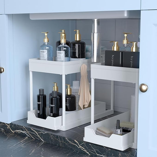 Under Sink Organizer, 2 Pack, Pull out Bathroom Organizer