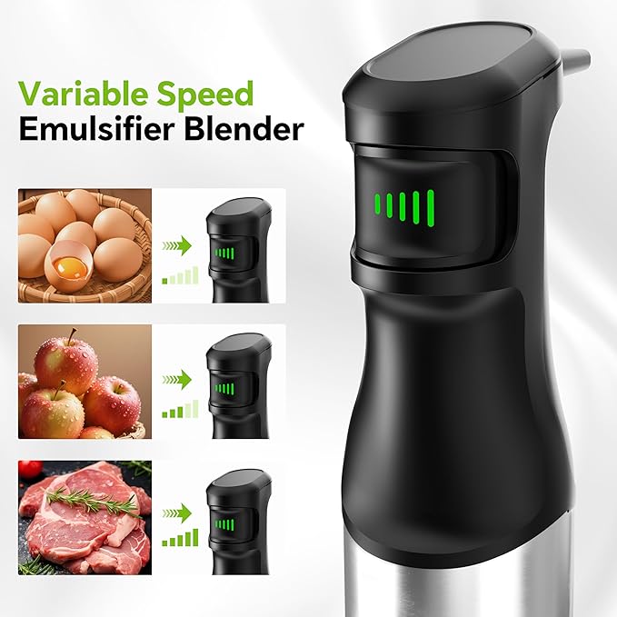 1200W Immersion Blender Handheld, 5-in-1 Variable Speed Emulsifier Hand Blender Stick with Whisk Chopper Milk Frother Mixing Cup and Storage Rack for Kitchen Soup, Purees, Baby Food and Smoothies