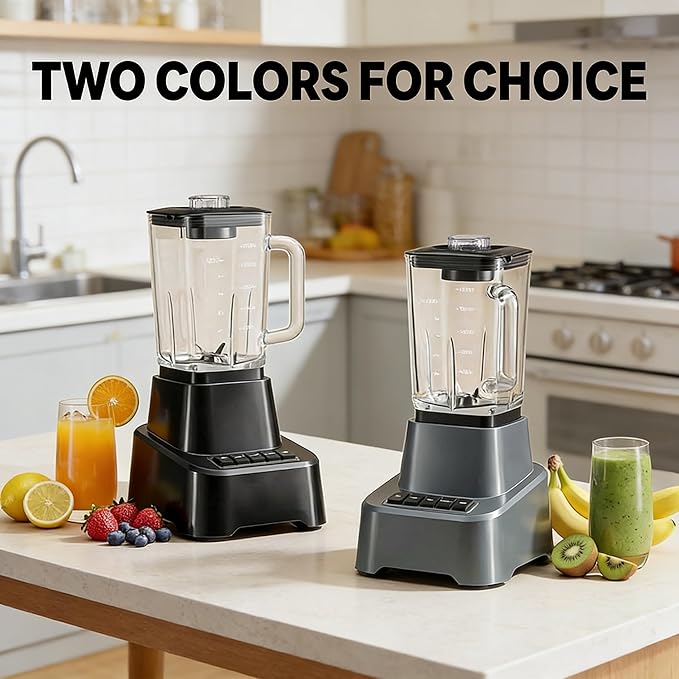 Simple Deluxe Blender for Smoothies, 850W Powerful Countertop Blender for Kitchen, 54oz Large Glass Pitcher, 4 Speeds with Pulse for Ice Crushing, Frozen Fruits, Juicers, Dishwasher Safe, Black