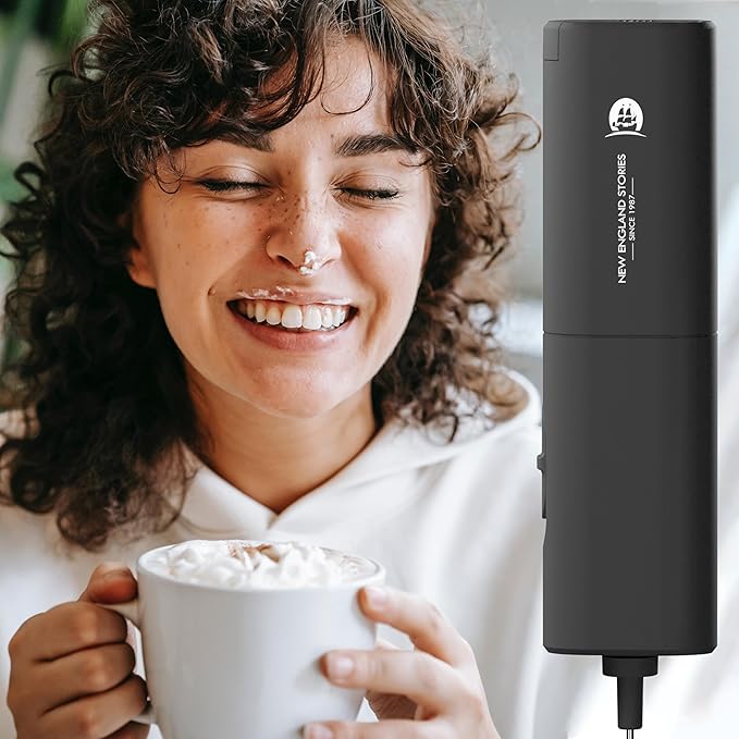 Powerful Milk Frother with Self-Stand Design, Handheld Foam Maker Mini Whisk Drink Mixer for Coffee, Cappuccino, Latte, Matcha, and Hot Chocolate