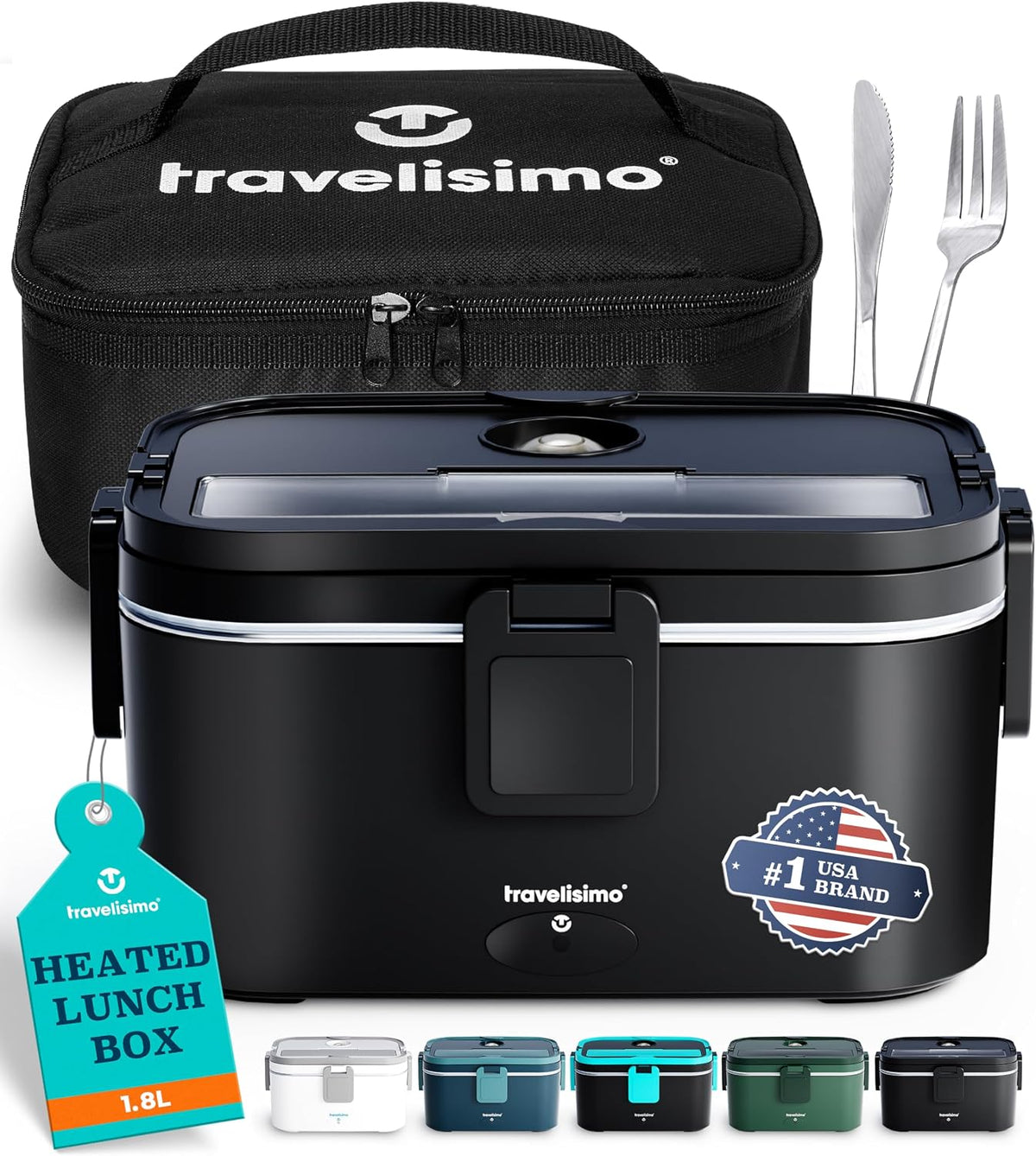 Extra-Large Electric Lunch Box For Adults Holds up to 8 Cups - 100W Heated Lunch Box For Men 1.8L, Portable Food Warmer for Travel & Work, Loncheras Electricas Para Calentar Almuerzo