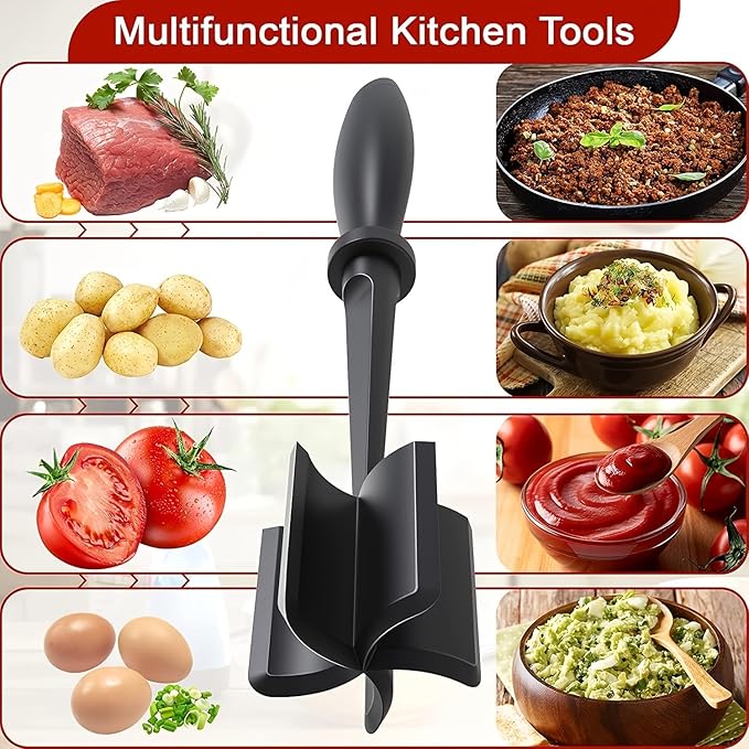 Meat Chopper,Ground Beef Meat Masher,Ground Beef Chopper Tool,Hamburger Smasher Tool,Plastic Meat Spatula Chopper,Meat Separator Kitchen Tool for Food Potato Bean