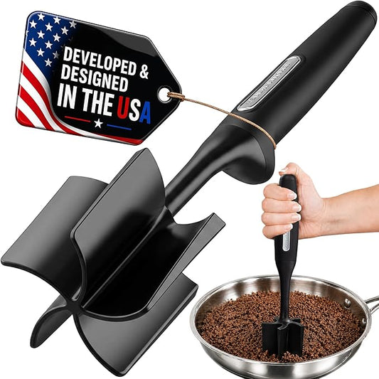 Zulay Kitchen Ground Meat Chopper Tool – 5-Blade Nylon Meat Chopper for Ground Beef, Non-Toxic Food Safe Meat Masher & Breaker, Heat Resistant to 180°C, Dishwasher Safe – Black