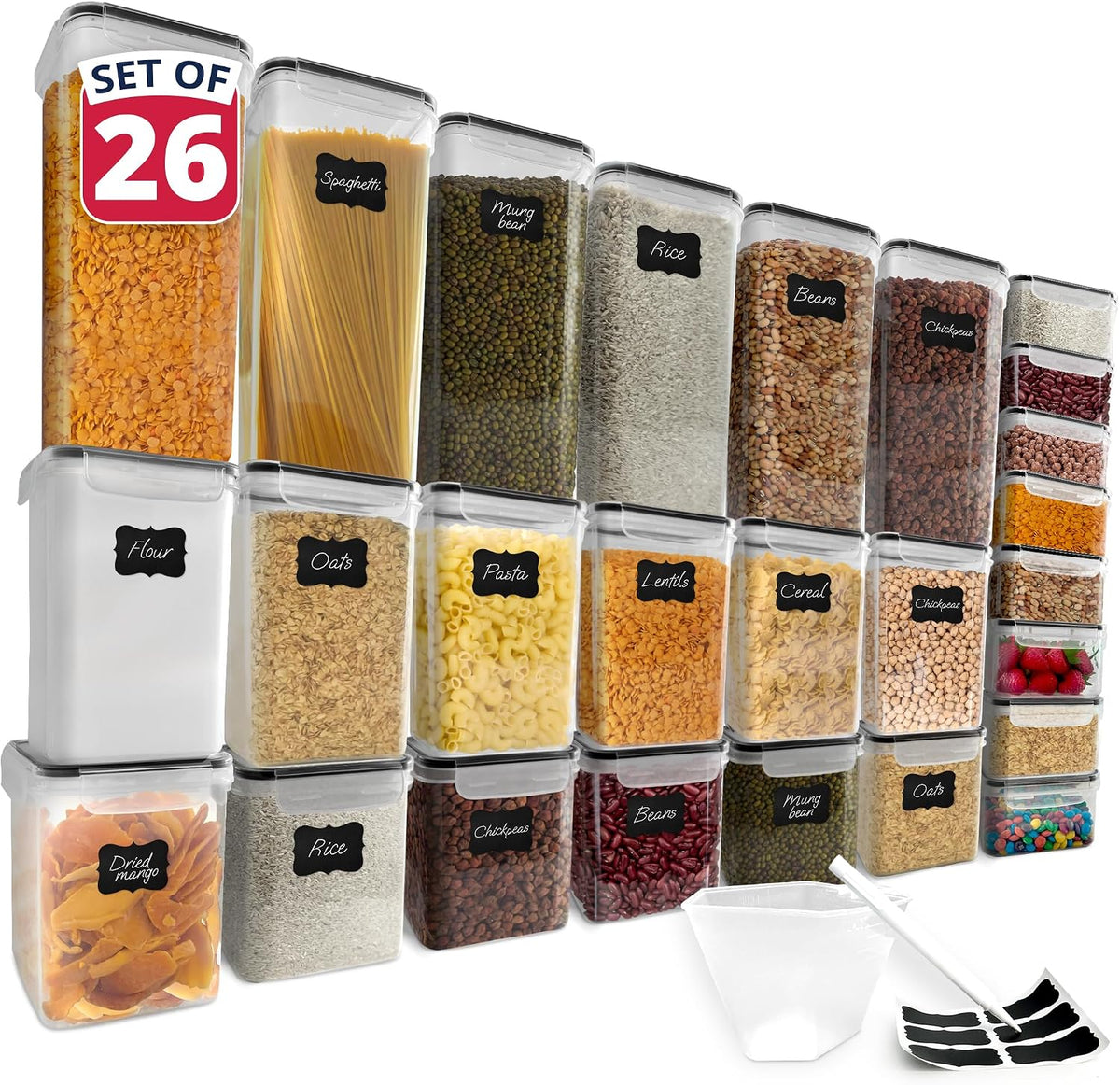 Pantry Organizers and Storage | Food Containers with Lids (26 Sets)