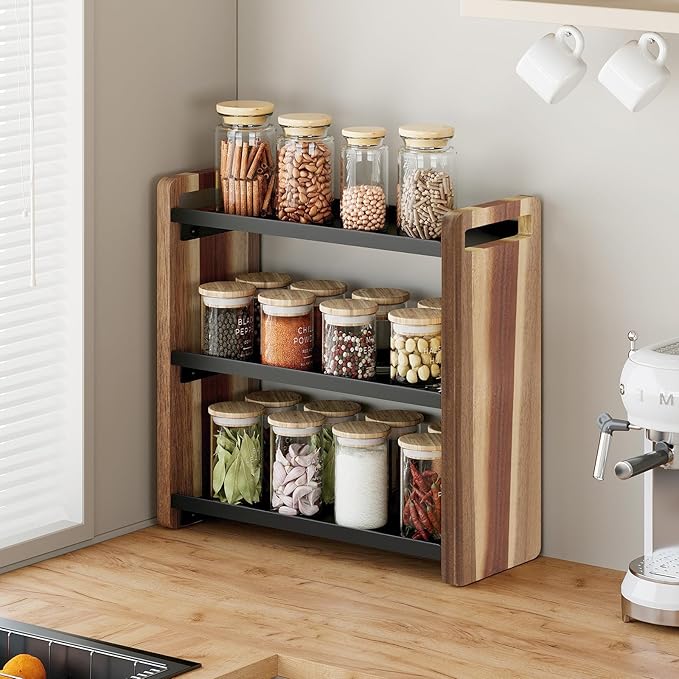 Bathroom Counter Organizer,Bathroom Counter Shelf,Bathroom Organizers,Under Sink Organizer,Cologne Organizer For Men,Cologne Cabinet,Spice Rack Organizer for Cabinet,Gifts(Acacia 3 Tier)