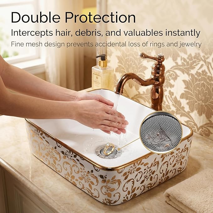 Seatery 2PCS 1.50" Bathtub Hair Catcher, Bathroom Sink Strainers, Tub Drain Hair Catcher, Drain Strainer for Shower, Laundry, Mop Pool, Utility, Slop, RV Sink, Stainless Steel