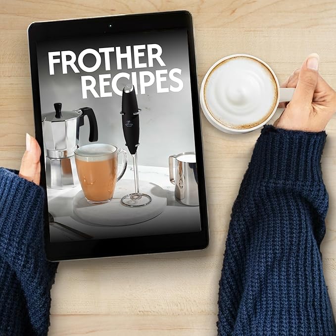Zulay Kitchen Powerful Milk Frother Wand With Duracell Batteries - Ultra Fast Handheld Drink Mixer - Electric Whisk Foam Maker for Coffee, Lattes, Cappuccino & Matcha - Triple Whisk - Pale Cloud