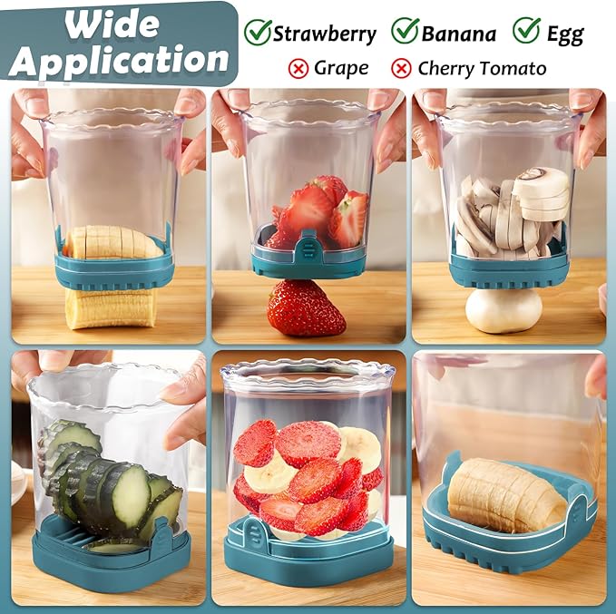 Creative Strawberry & Fruit Slicer - Detachable Cutter with Push Plate (Dark Teal)