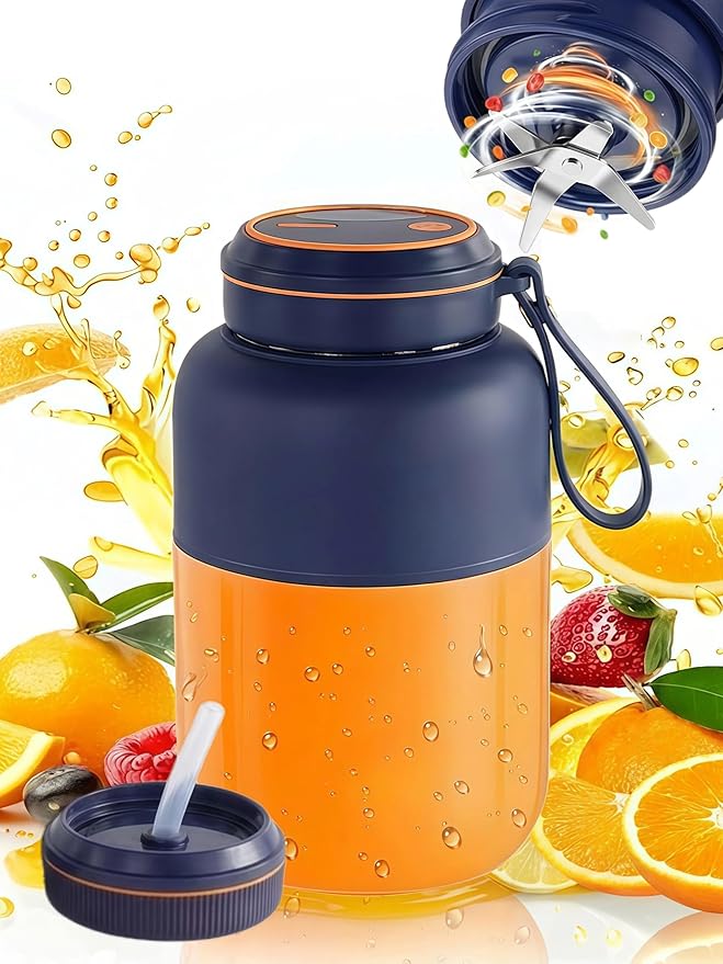 Wireless Juicer Cup, 2026 New 1300ml Portable Electric Juicer Cup, USB Rechargeable Electric Juicers Cups with Dual Lid, Portable Blender for Shakes & Smoothies with Zero Cord Hassle (A-800ml)