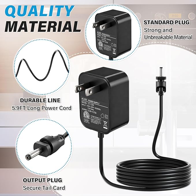 Replacement Charger Compatible with Ninja Blast Max BC251 Portable Blender, 13.3V 0.75A Power Adapter, 5.9FT Cord 100-240V AC Charger for Personal Smoothie Juicer Blender