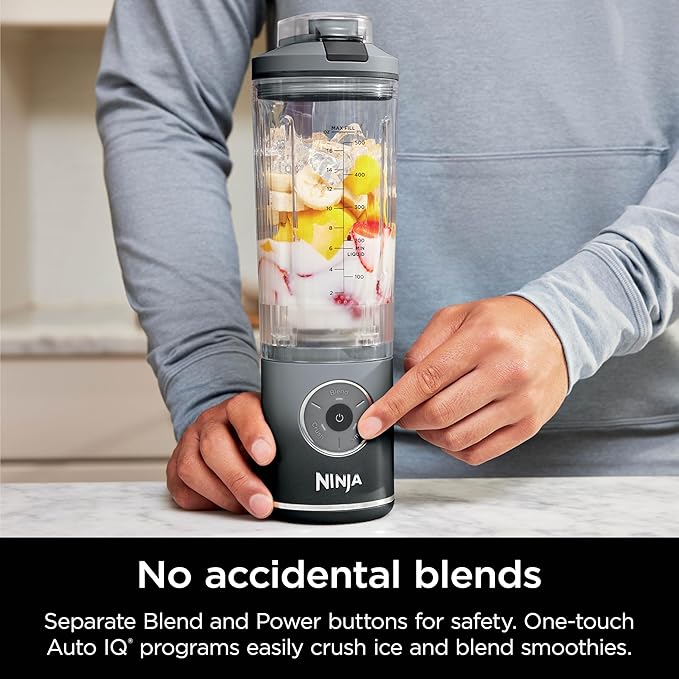 Ninja BC251GY Blast Max Personal Cordless Blender for Smoothies, Blend, Ice Crush, 22 oz. Twist & Go Vessel, Gray - Certified Refurbished