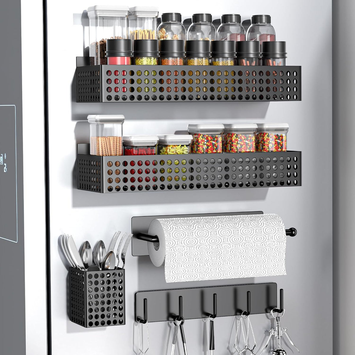 Magnetic Spice Rack for Refrigerator Set of 5 for Kitchen