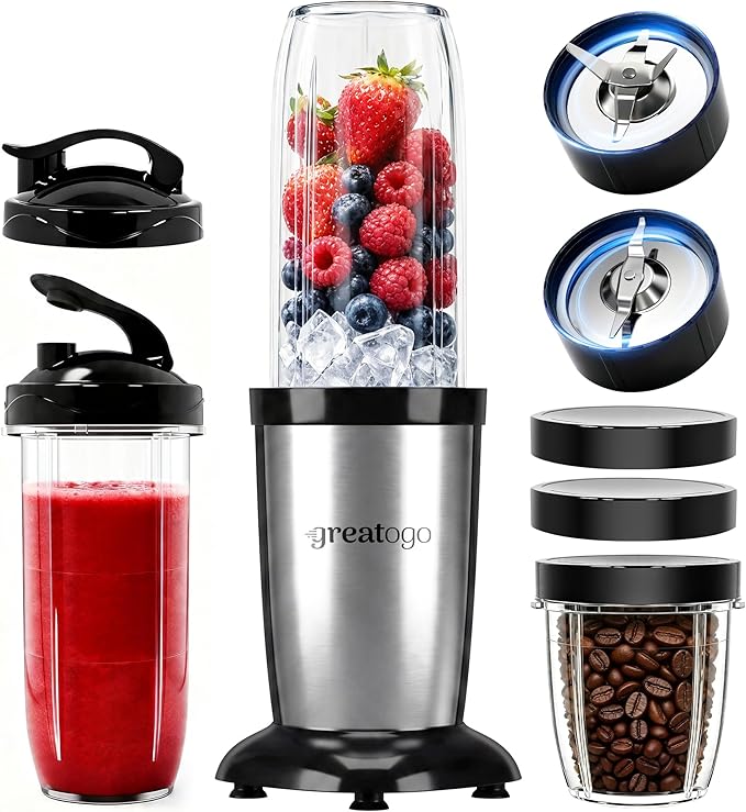Personal Bullet Blender, Power Countertop Kitchen Smoothie Blender for Shakes, Smoothies, Nuts, Ice, Baby Food, Fresh Fruits and Vegetables. Come with 3 BPA-Free Cups
