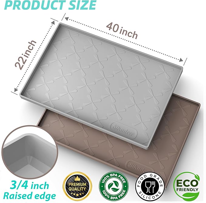 SIKADEER 40" x 22" Under Sink Mat Waterproof, Silicone Mat Kitchen Drawer Shelf and Cabinet Liner, Sink Protector for Kitchen Organizers and Storage, Boot Tray Pet Food Mats