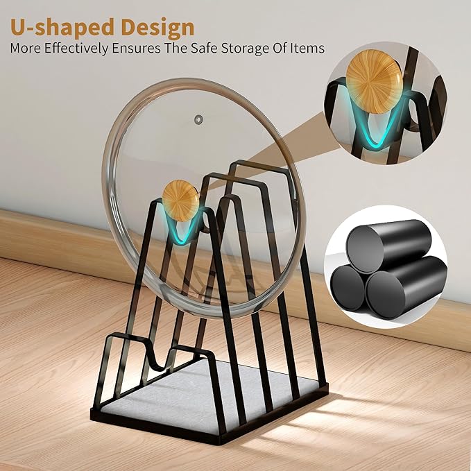 YIGII Cutting Board Holder& Pan Lid Organizer - Spoon Rest& Cutting Board Stand, Baking Sheet Organizer, Built in Quick Dry Stone tray