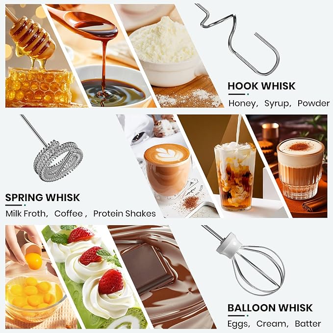 Colarlemo Milk Frother Handheld Rechargeable with Stand, Frother Wand Drink Mixer Electric Whisk for Coffee, Detachable With 3 Stainless Whisks, Hand Mixer for Lattes, Cappuccino, Matcha, Egg, Red