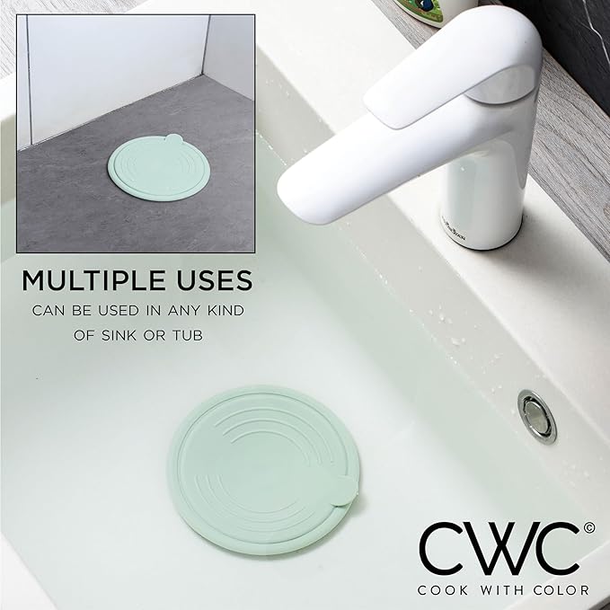 COOK WITH COLOR Kitchen Sink Strainer, Silicone, Flexible Sink Strainer, Sink Drain Strainer, 3 Pc Sage