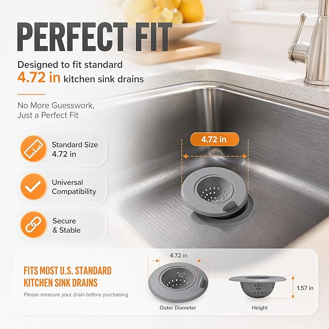 Li&Zhao Kitchen Sink Drain Strainer - 4 PCS Silicone Sink Strainer Drain Stopper Sink Plug 4.6˝ Diameter Rim Drain Catcher Kitchen Sink Drain Filter Basket (4 Colors)