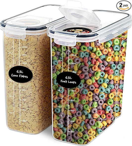 DWËLLZA KITCHEN EXTRA LARGE Cereal Containers Storage (6.3L / 213OZ) Set of 2