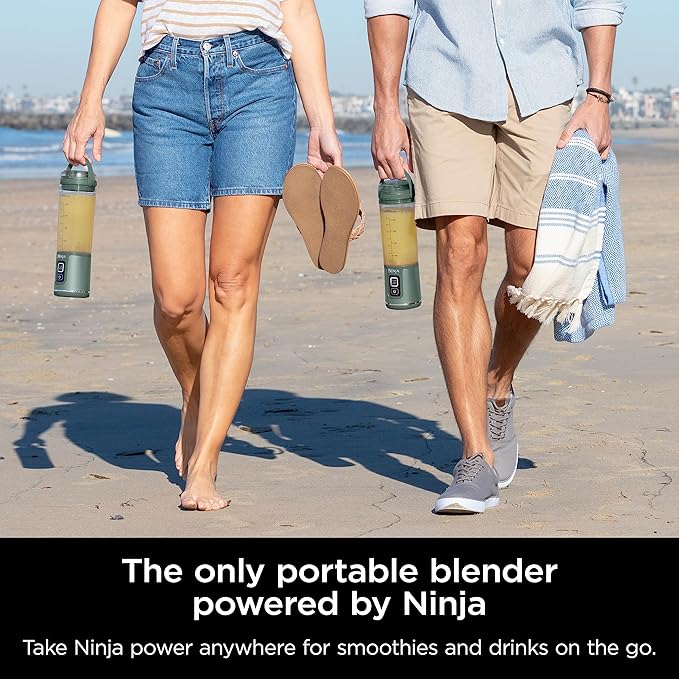 Ninja BC151EM Blast Portable Blender, Cordless, 18oz. Vessel, Personal Blender-for Shakes & Smoothies, BPA Free, Leakproof-Lid & Sip Spout, USB-C Rechargeable, Dishwasher Safe Parts, Forest Green (Renewed)