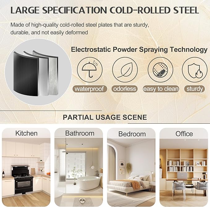 GAIOUS 71" Tall Metal Storage Cabinet with 2 Doors and 4 Adjustable Shelves, Kitchen Pantry Cabinet Black Freestanding Cupboard, 5 Tier Multifunctional Steel Storage for Office, Kitchen, Dining Room
