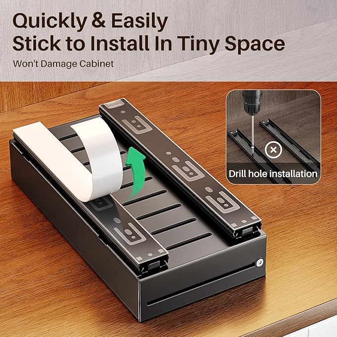 SNTD Pull Out Spice Rack for Upper Cabinet - Expandable Organizer with Smooth Ball Bearing Slides, No Drill Mounting Spice Storage for Kitchen (1 Pack, 4.1" to 7.2" W X 10" D X 2.2" H)