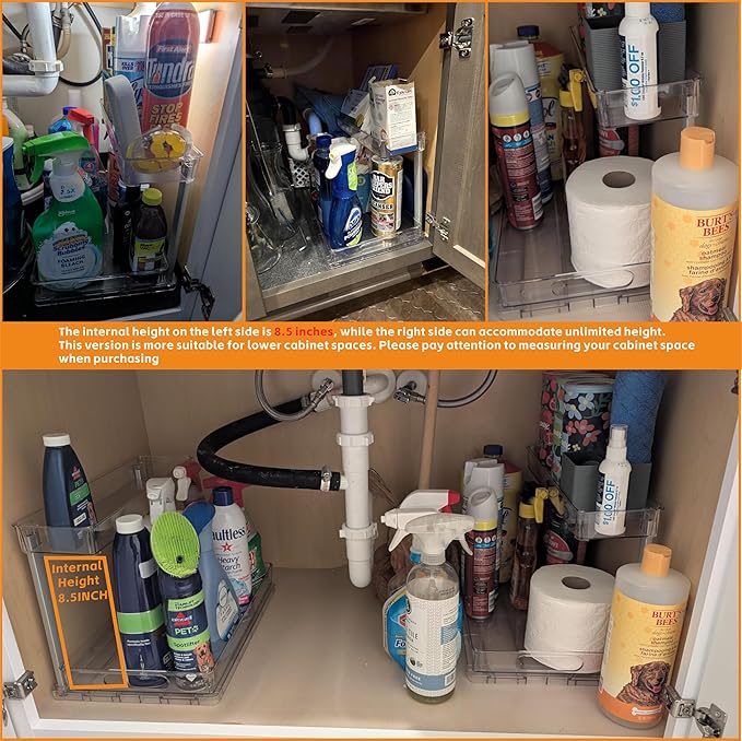 2 Pack 14.5″ Deep Pull Out Under Sink Organizer