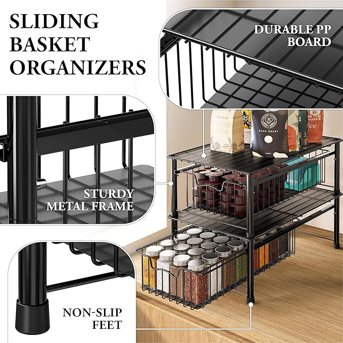 Simple Houseware Stackable Basket Drawer, Black