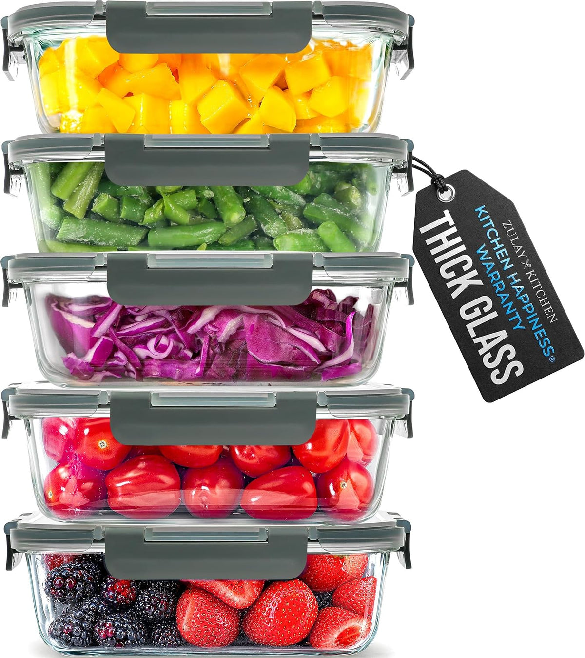 Glass Storage Containers with Lids, Premium BPA Free 36oz