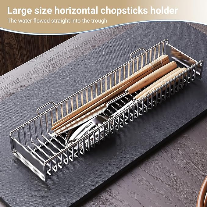 304 Stainless Steel Over Sink Counter Top Perfect Dish Drainer, Extendable Drainage Basket Drying Rack for Fruit, Vegetables, and Dishes - Corrosion-Resistant, Space-Saving