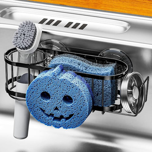 Cisily Sponge Holder Smiley Face, Sink Caddy for kitchen Sink