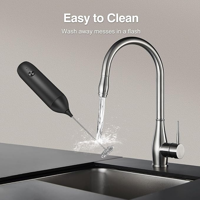 Milk Frother Handheld Rechargeable, Frother Wand and Drink Mixer for Coffee, Electric Whisk and Stirrer for Latte, Cappuccino, Matcha, Hot Chocolate, Protein Powder