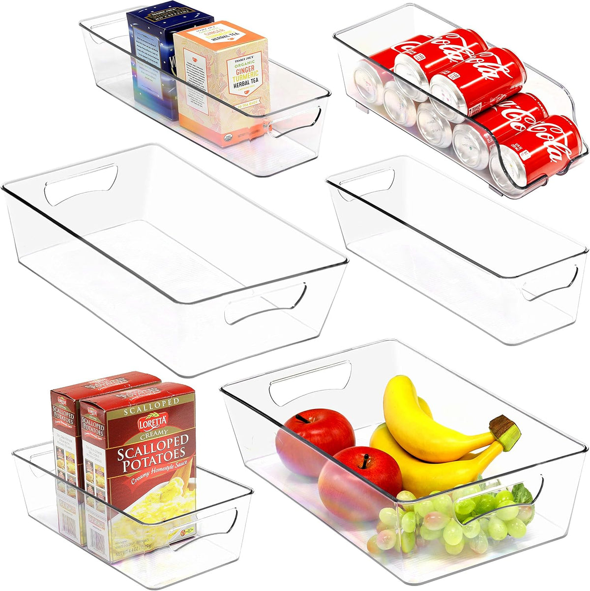 Refrigerator Storage Organizer Bins, Assorted Set of 6